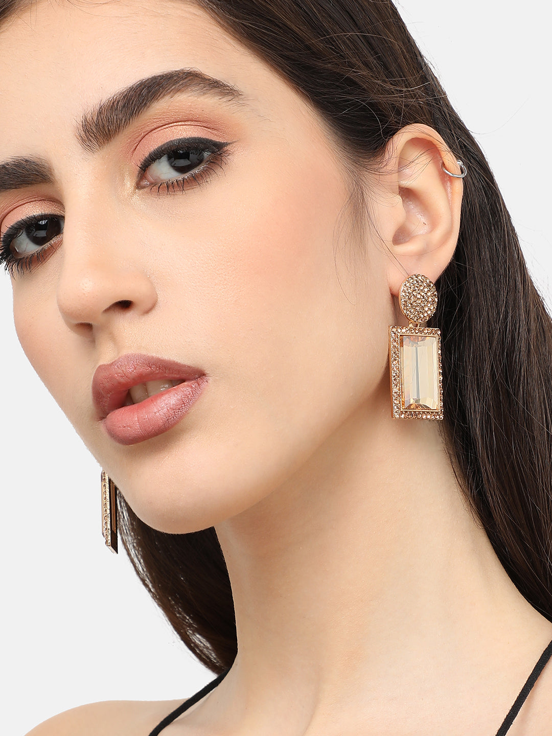 Gold Plated Designer Stone Party Drop Earring For Women