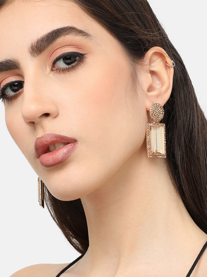 Gold Plated Designer Stone Party Drop Earring For Women