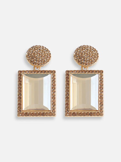 Gold Plated Designer Stone Party Drop Earring For Women