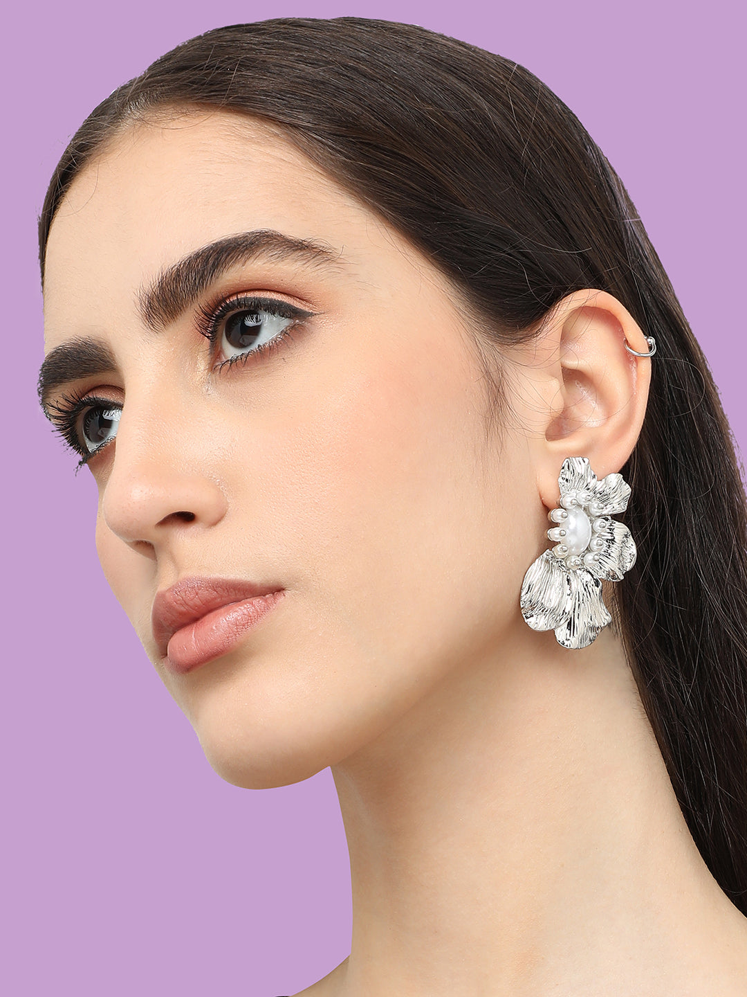 Silver Plated Pearls Party Drop Earring For Women