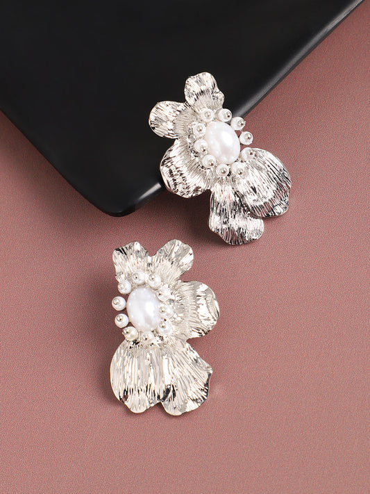 Silver Plated Pearls Party Drop Earring For Women