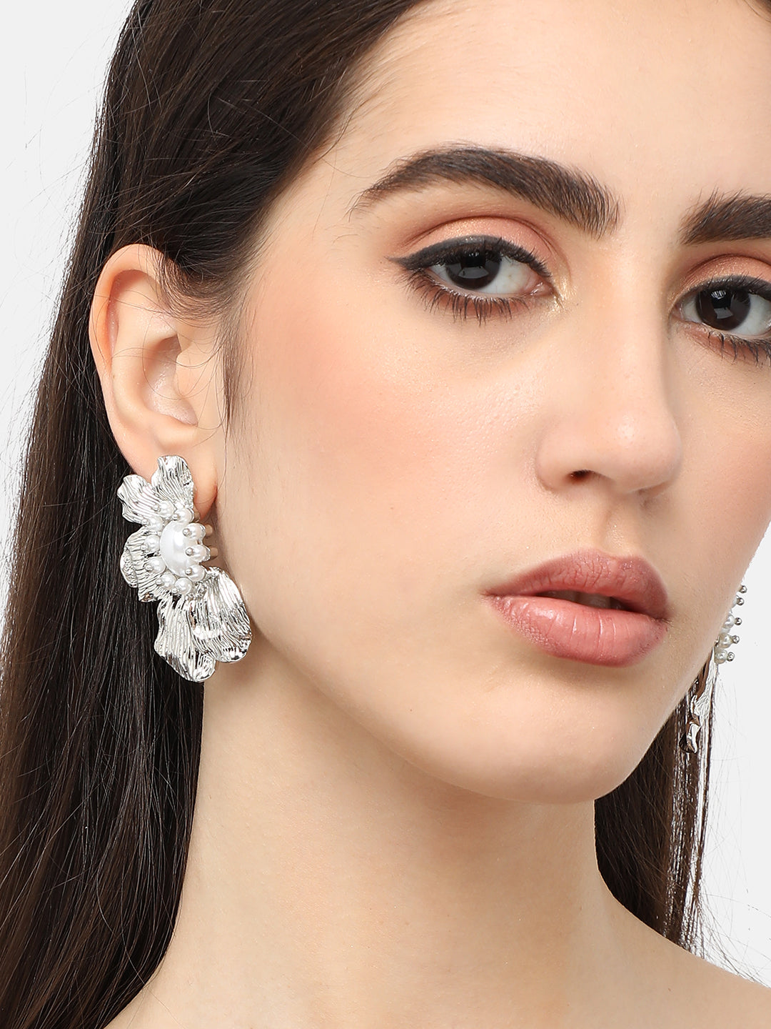 Silver Plated Pearls Party Drop Earring For Women