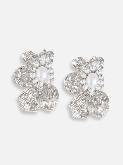 Silver Plated Pearls Party Drop Earring For Women