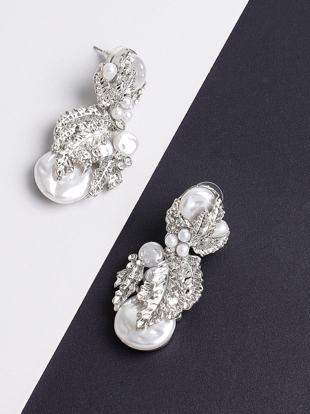 Silver Plated Pearls Party Drop Earring For Women