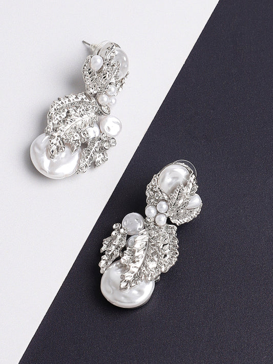 Silver Plated Pearls Party Drop Earring For Women