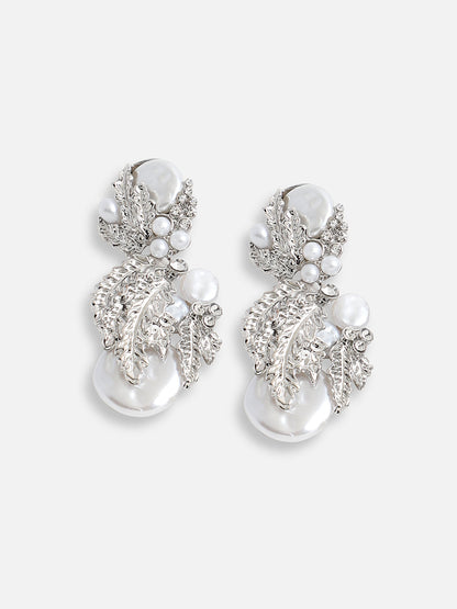 Silver Plated Pearls Party Drop Earring For Women