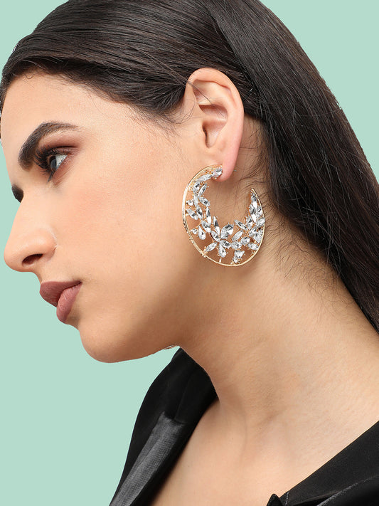 Gold Plated Designer Stone Party Drop Earring For Women