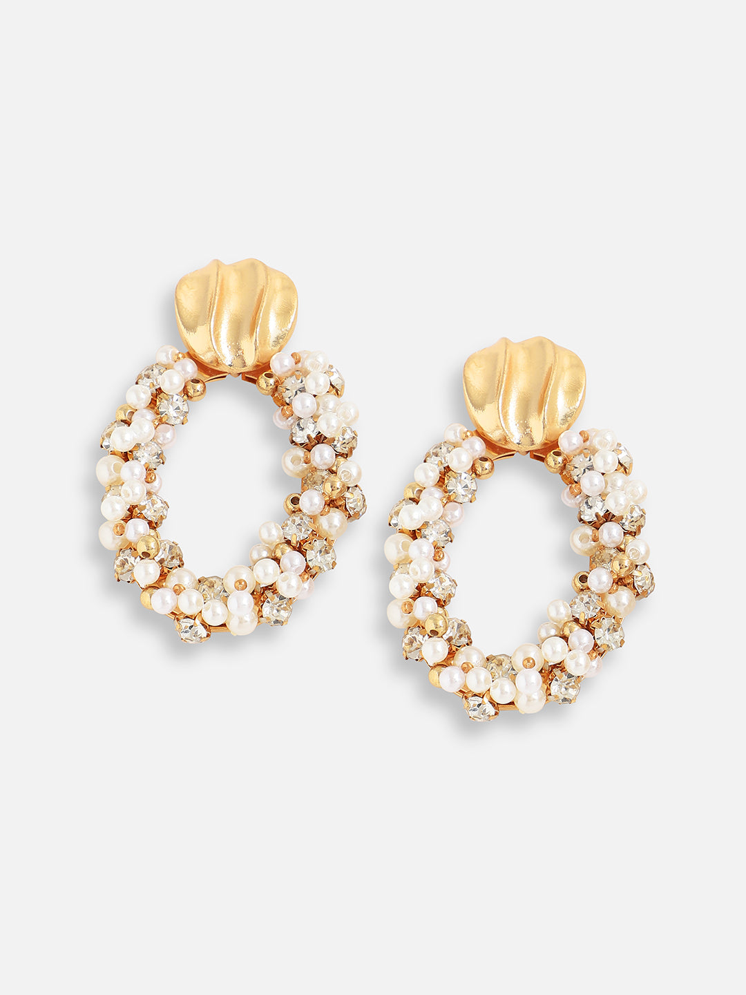 Gold Plated Pearls Party Drop Earring For Women