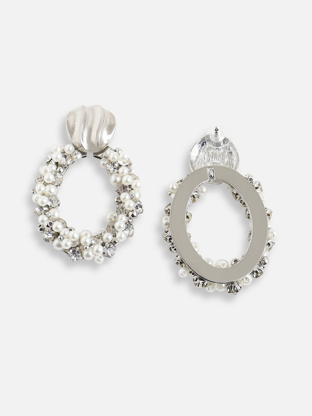 SILVER PLATED PARTY DESIGNER STONE DROP EARRING FOR WOMEN