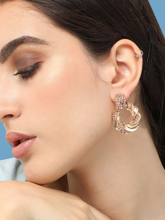Gold Plated Designer Stone Party Drop Earring For Women