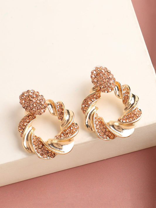 Gold Plated Designer Stone Party Drop Earring For Women