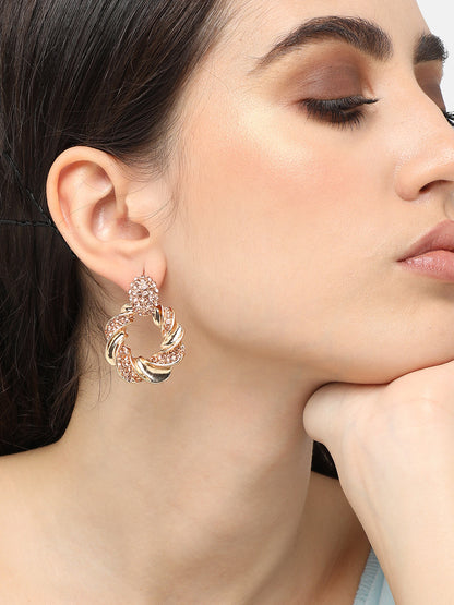 Gold Plated Designer Stone Party Drop Earring For Women