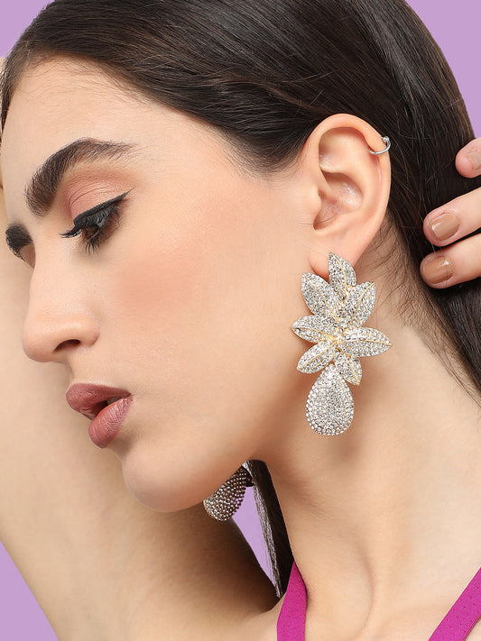 Gold Plated Designer Stone Party Drop Earring For Women