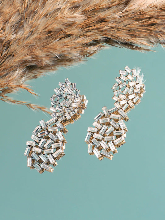 Silver Plated Designer Stone Party Drop Earring For Women