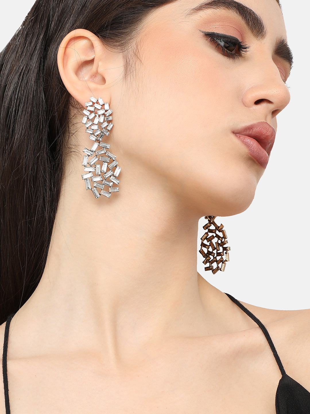 Silver Plated Designer Stone Party Drop Earring For Women