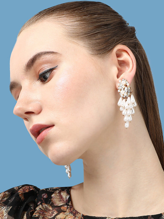 GOLD PLATED PARTY DESIGNER STONE DROP EARRING FOR WOMEN