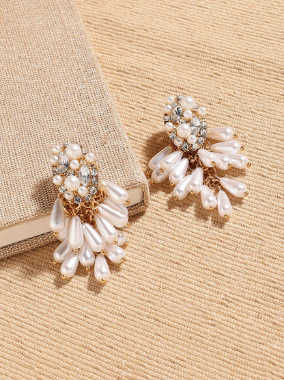 GOLD PLATED PARTY DESIGNER STONE DROP EARRING FOR WOMEN