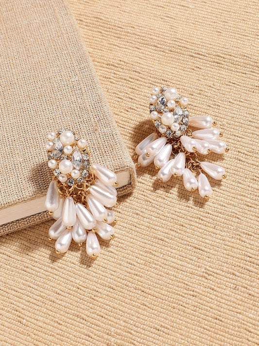 GOLD PLATED PARTY DESIGNER STONE DROP EARRING FOR WOMEN
