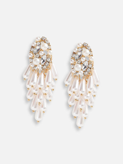 GOLD PLATED PARTY DESIGNER STONE DROP EARRING FOR WOMEN