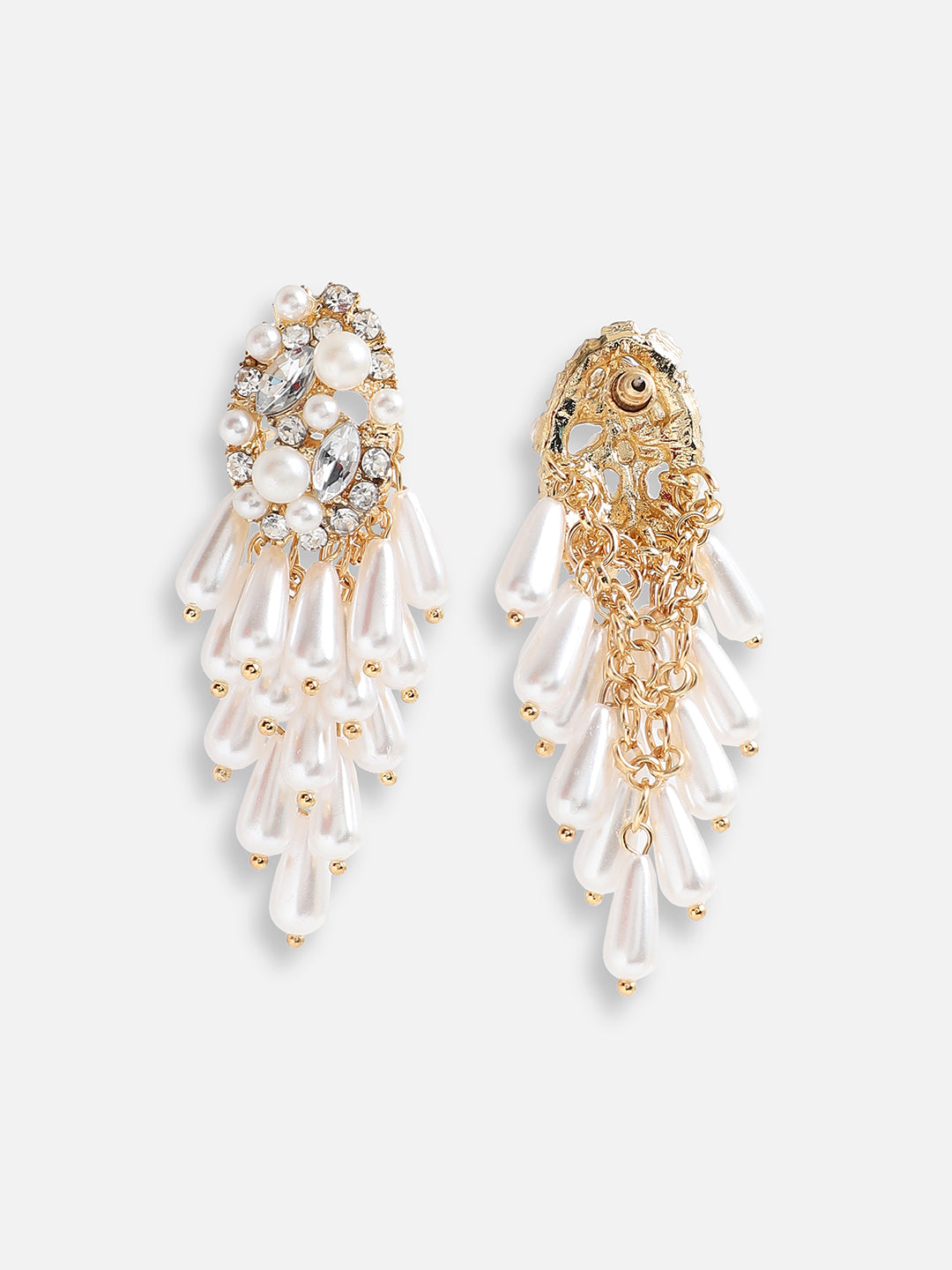 GOLD PLATED PARTY DESIGNER STONE DROP EARRING FOR WOMEN