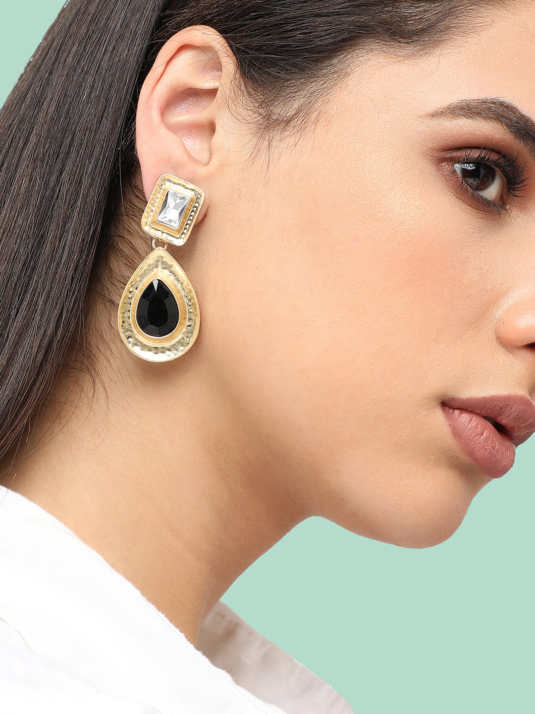 Gold Plated Designer Stone Party Drop Earring For Women
