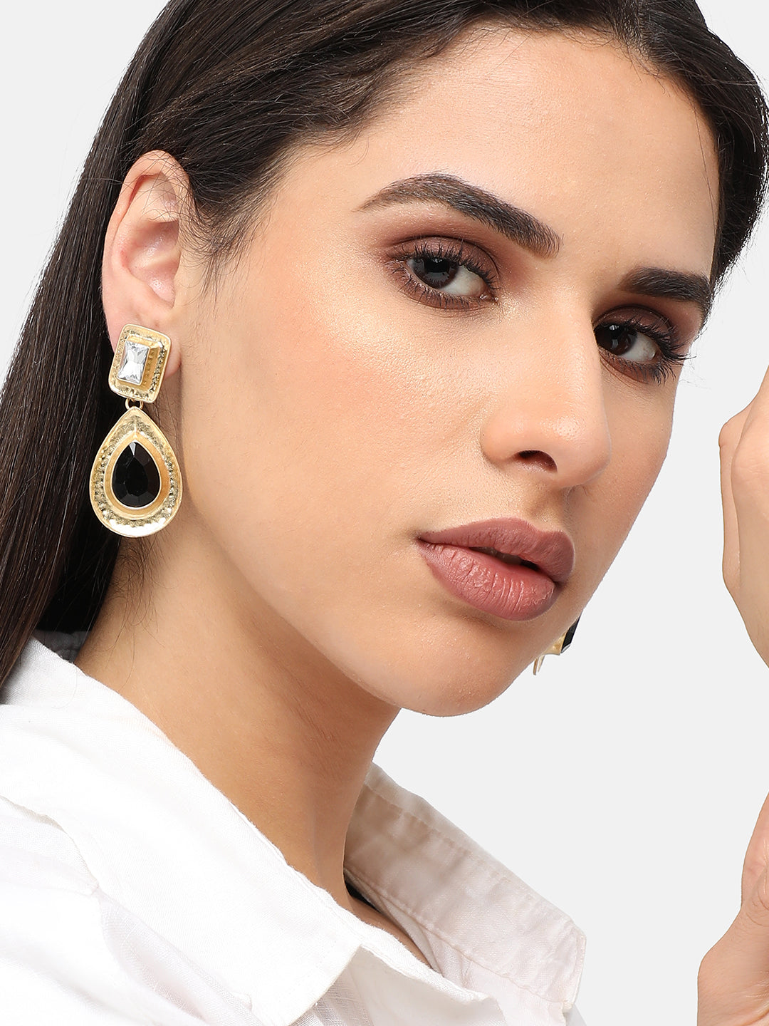Gold Plated Designer Stone Party Drop Earring For Women