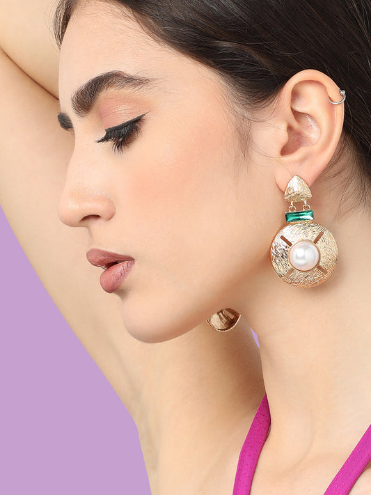 Gold Plated Designer Stone Party Drop Earring For Women