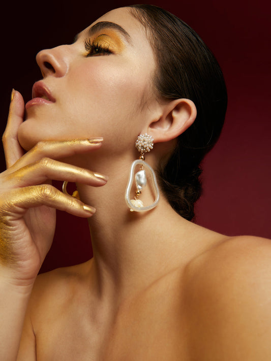 Pearl Link Drop Earrings