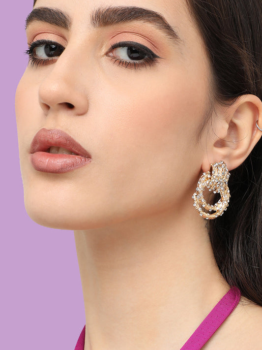 Gold Plated Designer Stone Party Drop Earring For Women