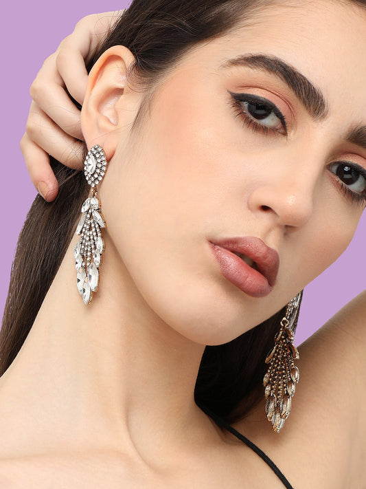 Gold Plated Designer Stone Party Drop Earring For Women