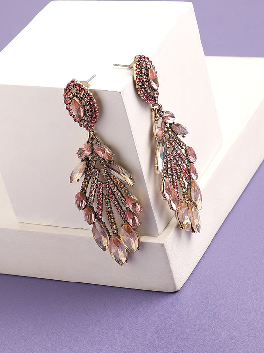 Gold Plated Designer Stone Party Drop Earring For Women