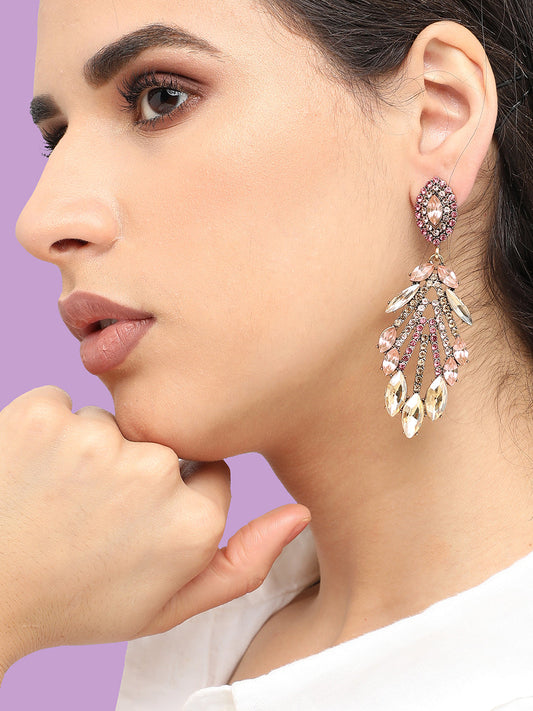 Gold Plated Designer Stone Party Drop Earring For Women