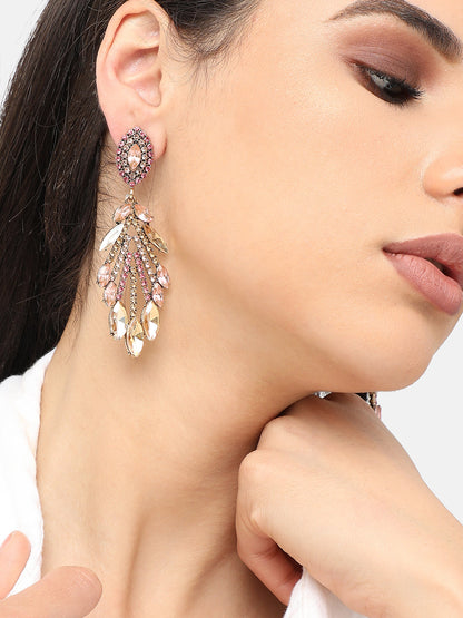 Gold Plated Designer Stone Party Drop Earring For Women