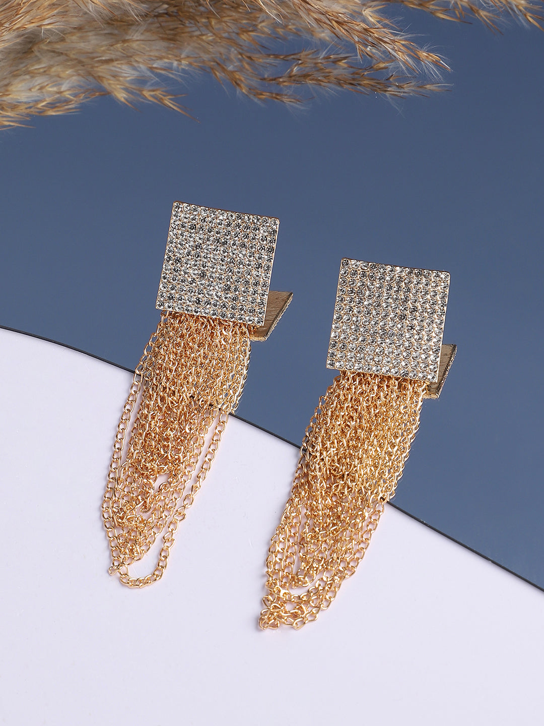 Gold Plated Designer Stone Party Drop Earring For Women