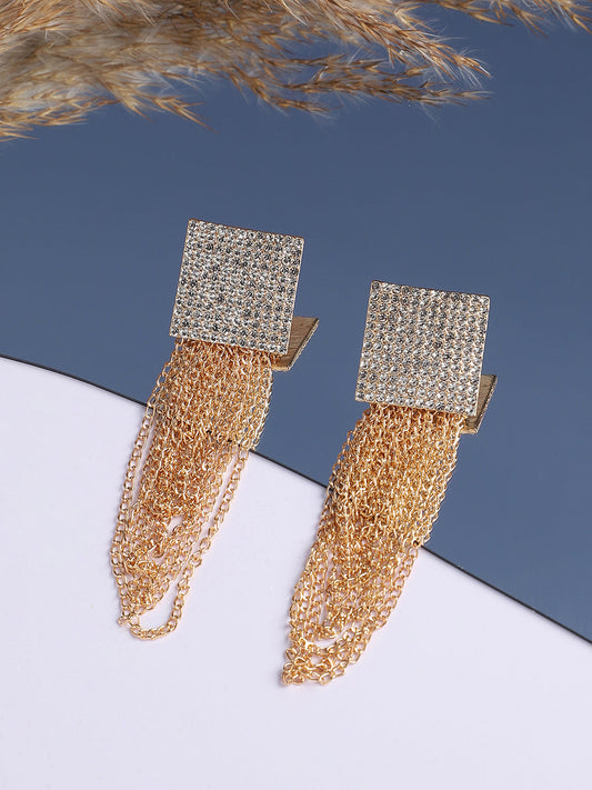 Gold Plated Designer Stone Party Drop Earring For Women