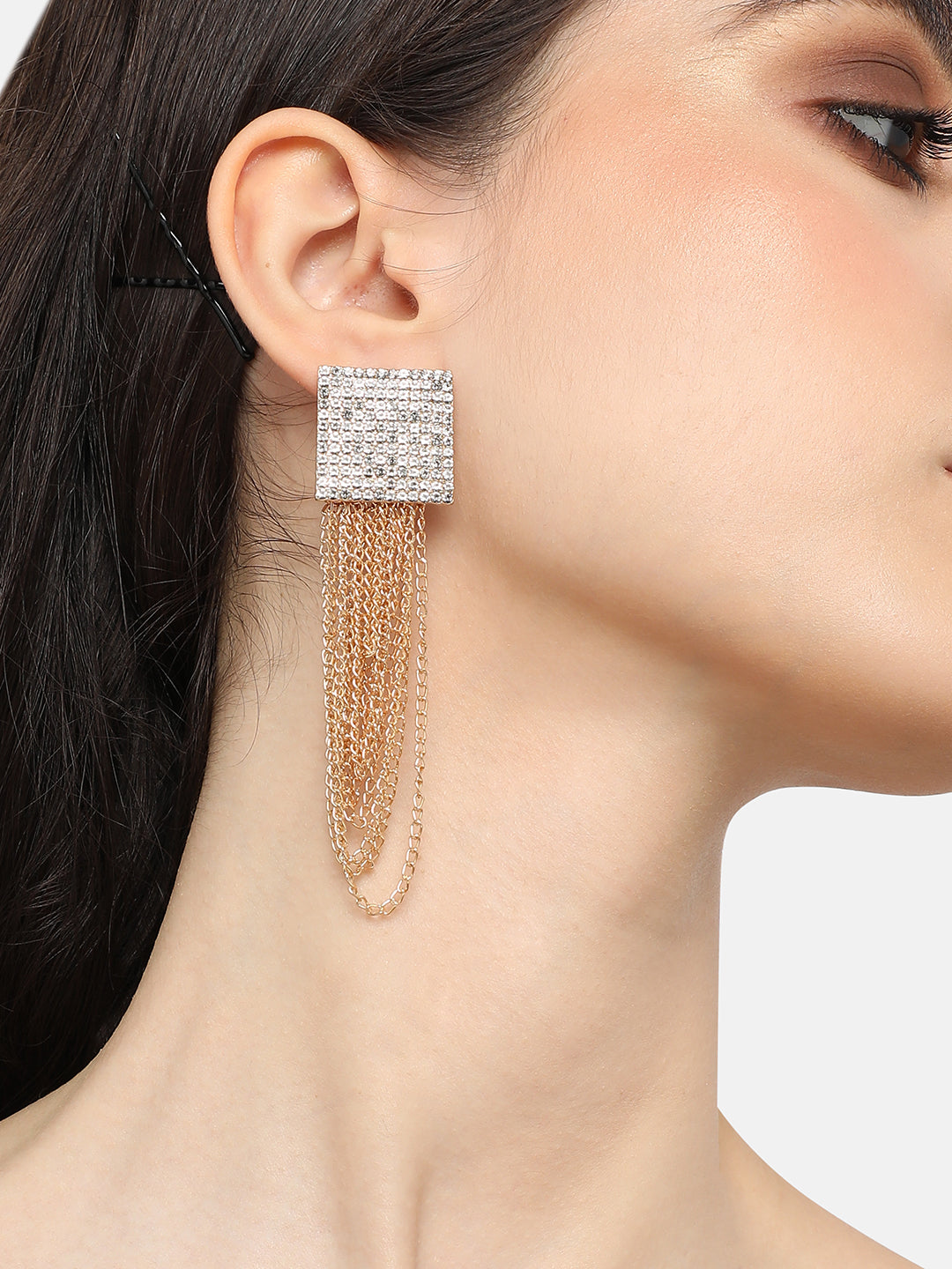 Gold Plated Designer Stone Party Drop Earring For Women