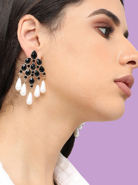 Gold Plated Designer Stone Party Drop Earring For Women