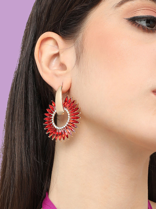Gold Plated Designer Stone Party Drop Earring For Women