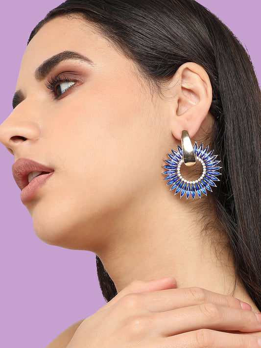 Gold Plated Designer Stone Party Drop Earring For Women