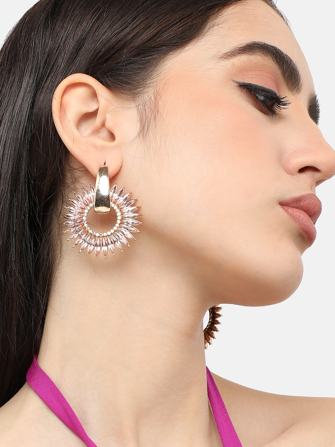 Gold Plated Designer Stone Party Drop Earring For Women