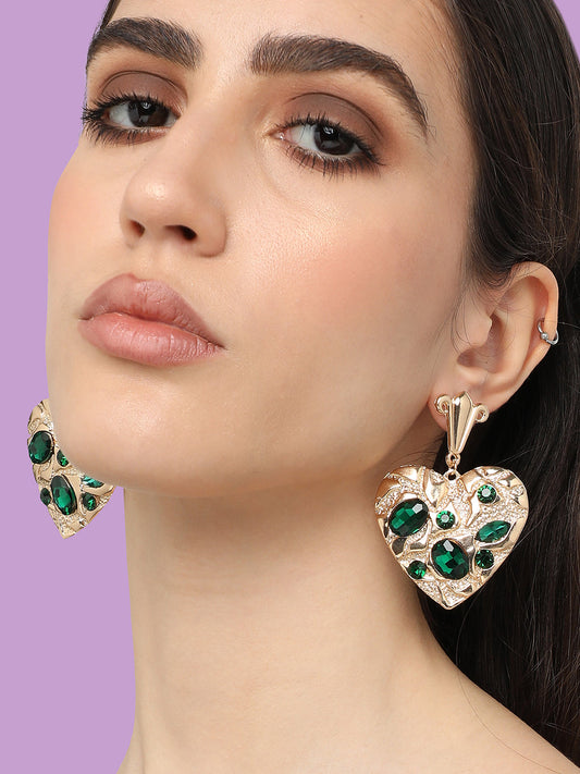 Gold Plated Designer Stone Party Drop Earring For Women
