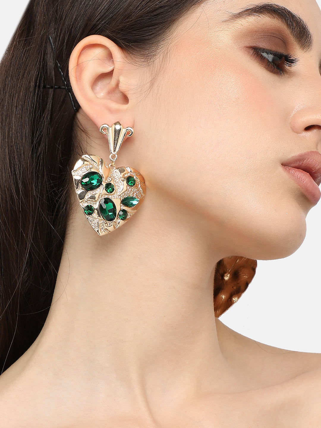 Gold Plated Designer Stone Party Drop Earring For Women