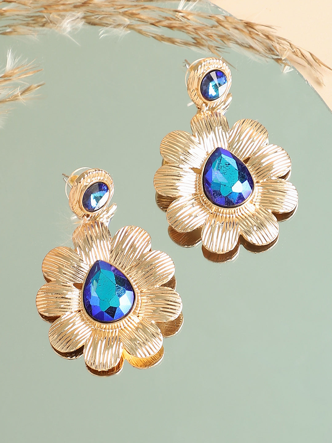 Gold Plated Designer Stone Party Drop Earring For Women