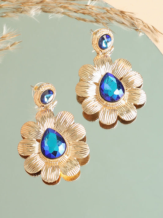 Gold Plated Designer Stone Party Drop Earring For Women
