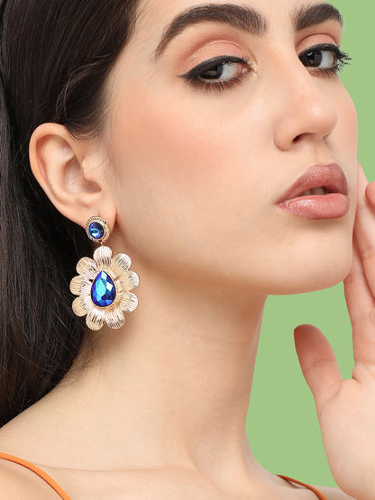 Gold Plated Designer Stone Party Drop Earring For Women