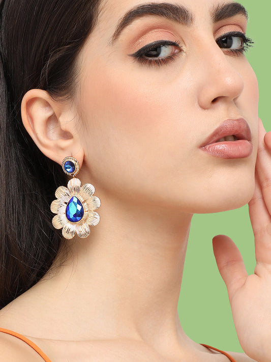 Gold Plated Designer Stone Party Drop Earring For Women