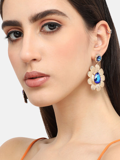 Gold Plated Designer Stone Party Drop Earring For Women