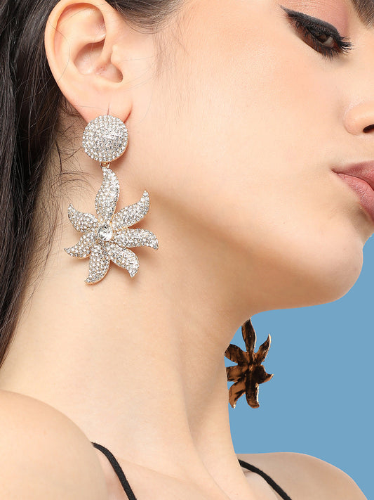 Gold Plated Designer Stone Party Drop Earring For Women