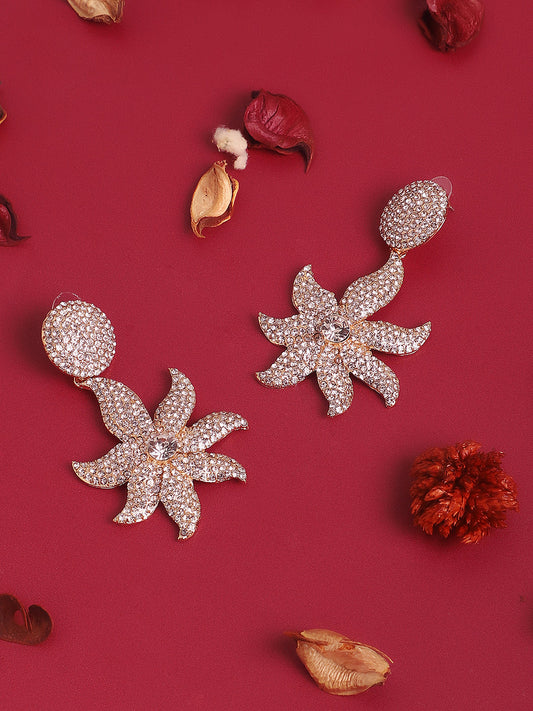 Gold Plated Designer Stone Party Drop Earring For Women