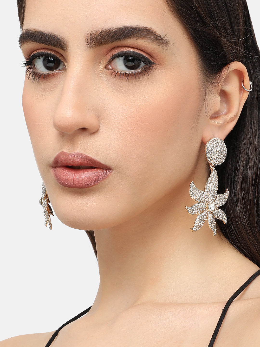 Gold Plated Designer Stone Party Drop Earring For Women